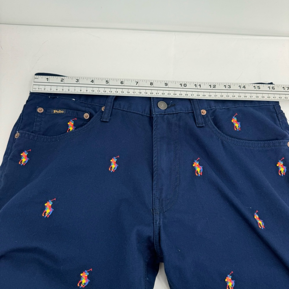 NEW Polo Ralph Lauren Sullivan Slim All Over Multi Pony Pants Blue Mens Sz 32x32 - Picture 8 of 16